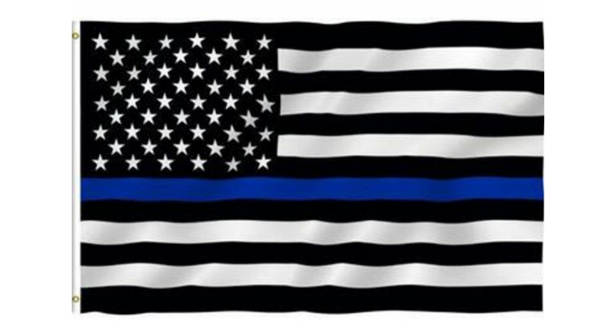 Drapeau des Etats Unis noir et blanc hommage aux forces de police